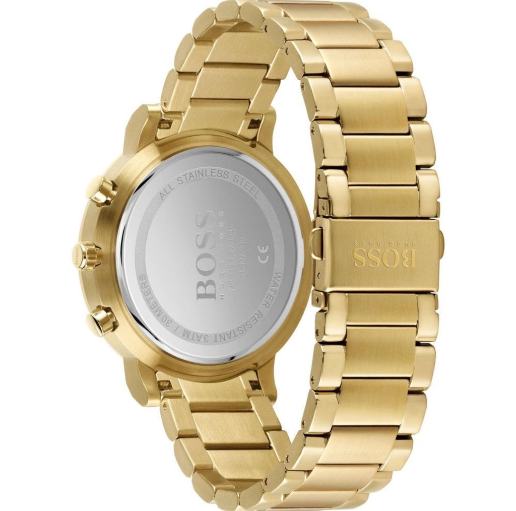 Hugo Boss Men’s Gold-Tone Chronograph Watch with Black Dial – HB1513781