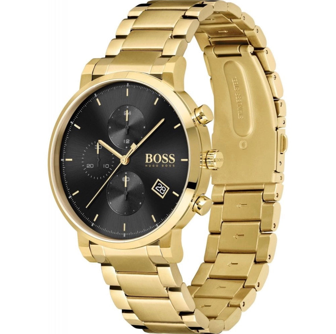 Hugo Boss Men’s Gold-Tone Chronograph Watch with Black Dial – HB1513781