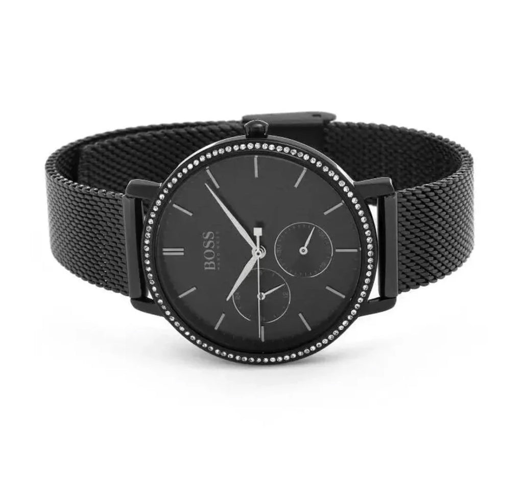 BOSS Hugo Boss HB1502521 Black Mesh Bracelet Crystal Bezel Watch