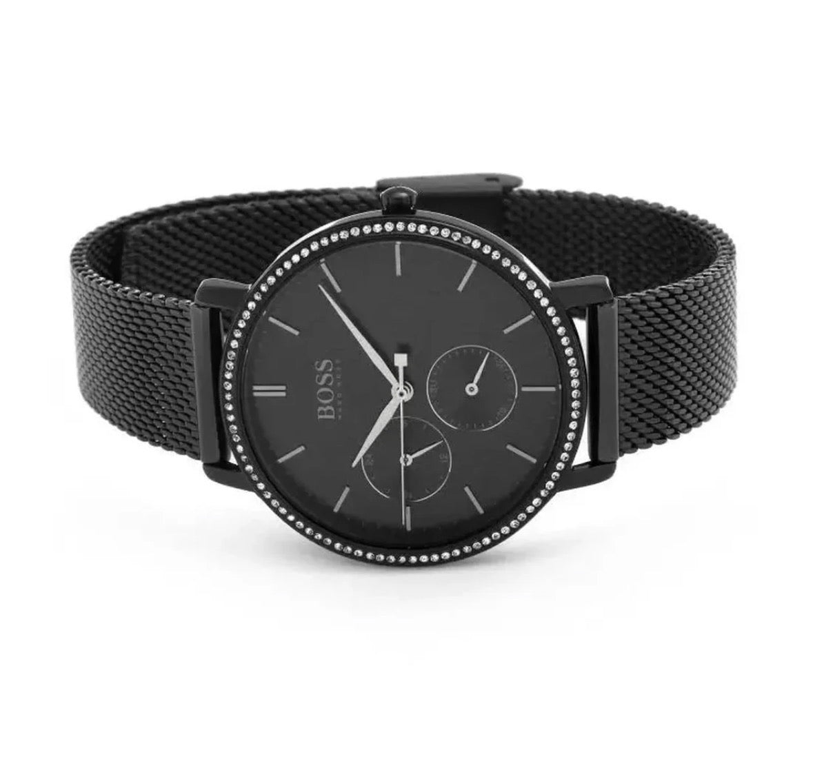 BOSS Hugo Boss HB1502521 Black Mesh Bracelet Crystal Bezel Watch