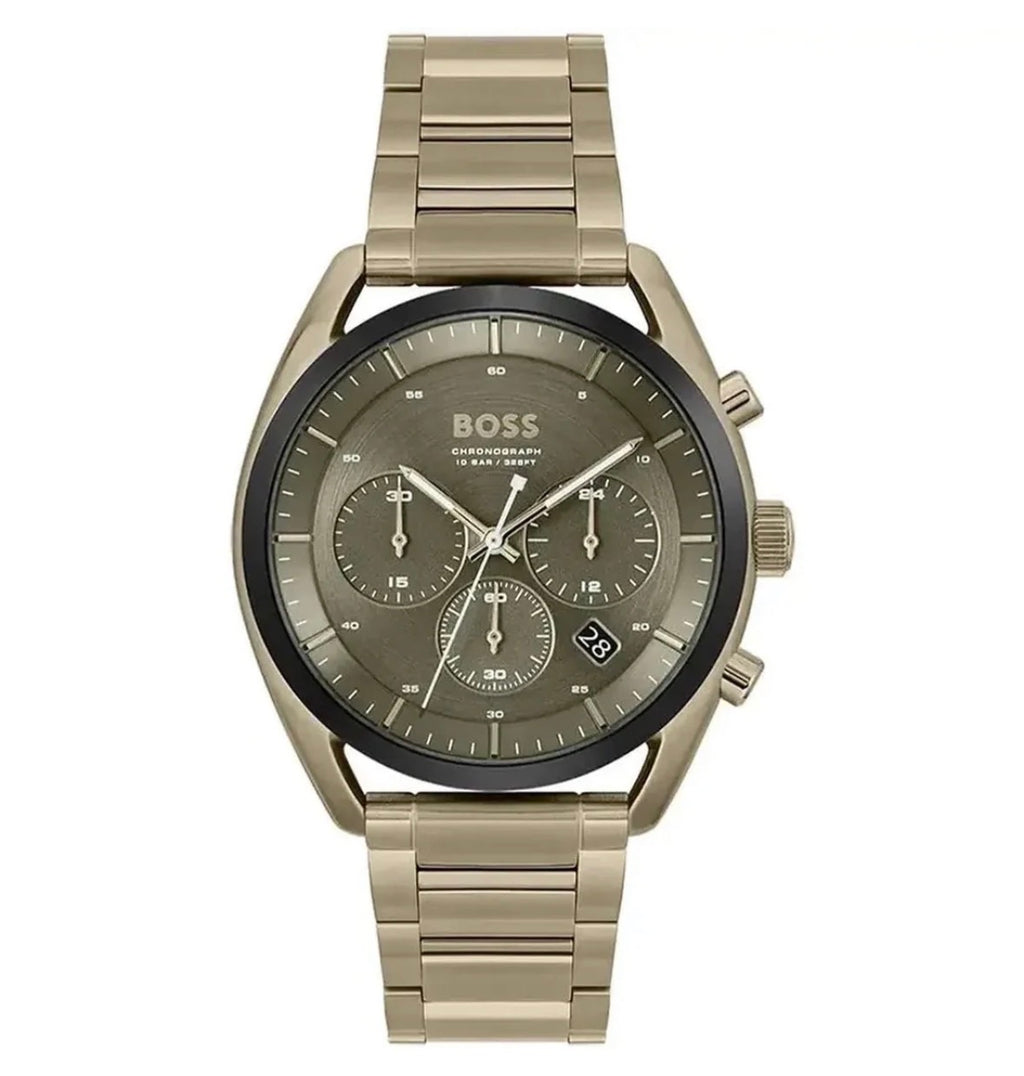 HUGO BOSS Chronograph Men's Watch – Gold-Tone Bracelet & Grey Dial | HB1514094