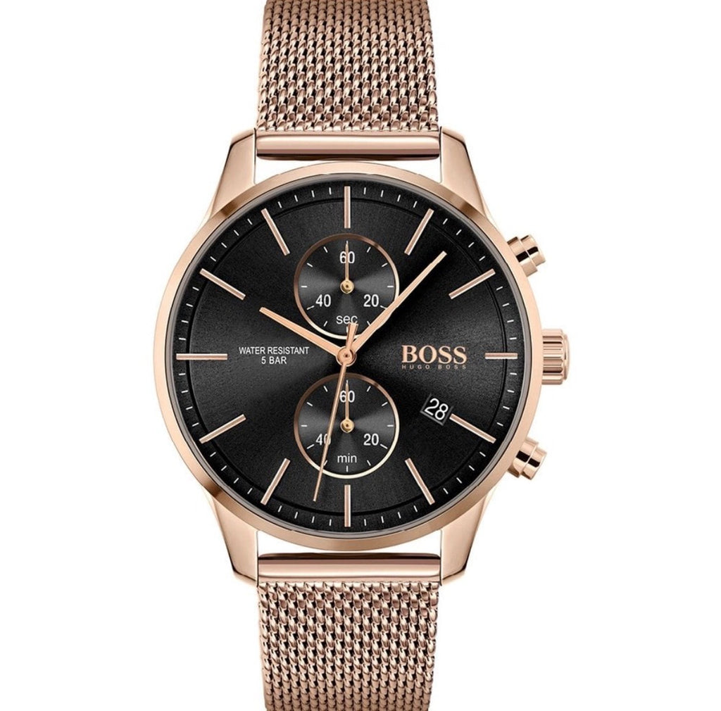 Hugo Boss Integrity 43mm Black Dial Rose Gold Chronograph Watch – HB1513808