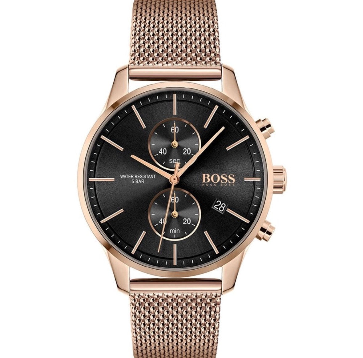 Hugo Boss Integrity 43mm Black Dial Rose Gold Chronograph Watch – HB1513808