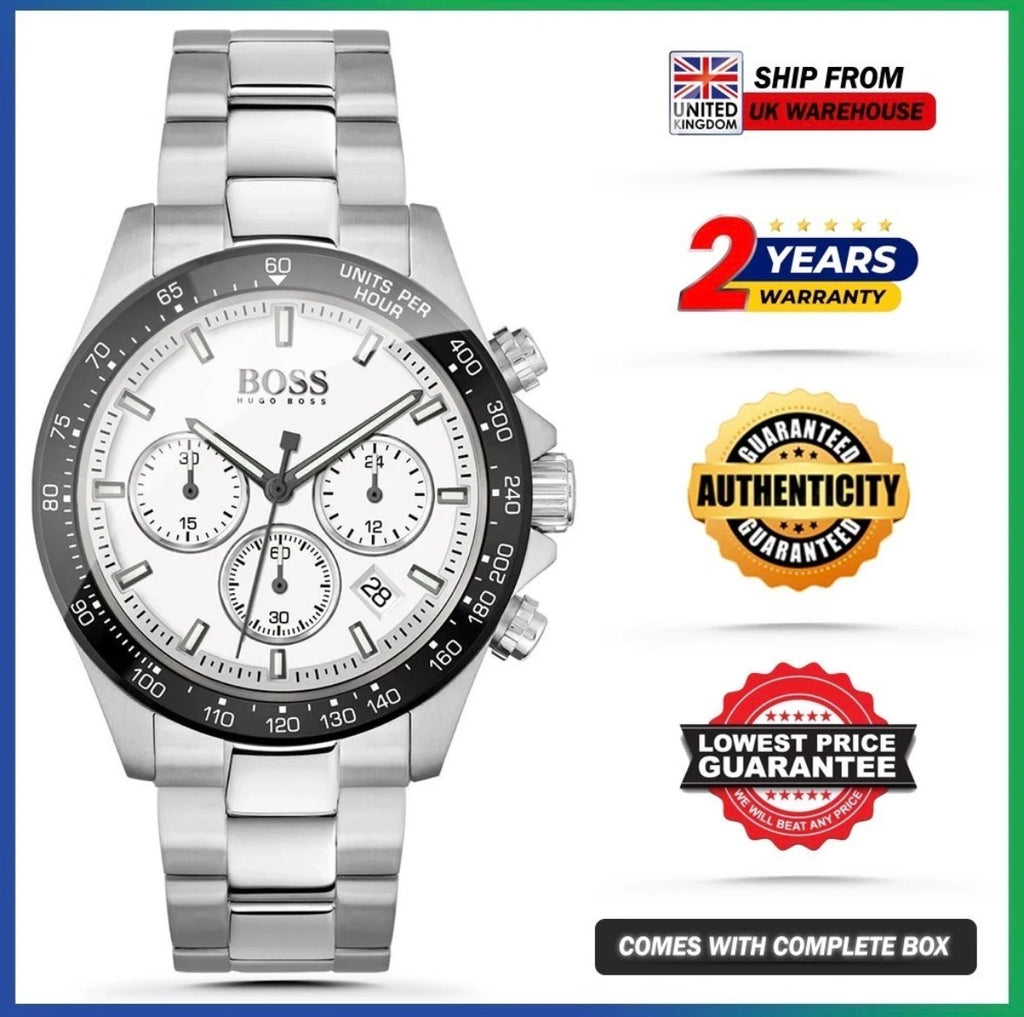 HUGO BOSS Hero HB1513875 Silver Stainless Steel Strap Chrono Men's Watch 43mm