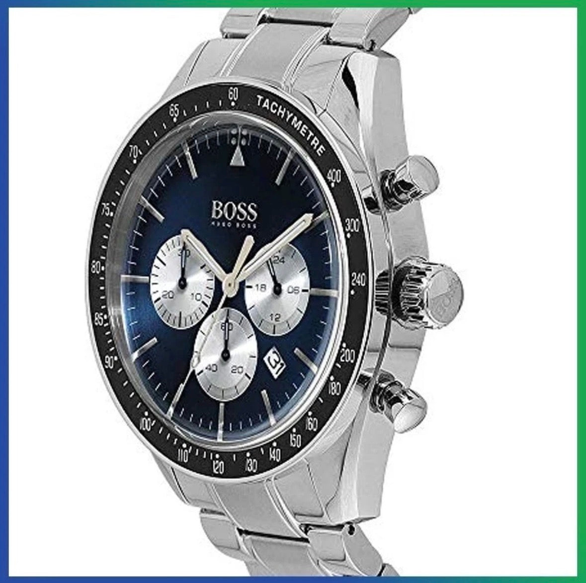 HUGO BOSS Trophy HB1513630 Blue Dial Silver Steel Strap Chrono Men's Watch 44mm  Virtual Concept (56225) Business