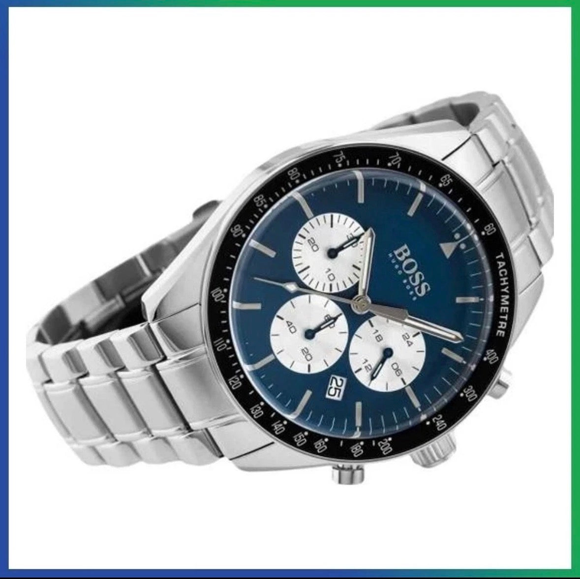 HUGO BOSS Trophy HB1513630 Blue Dial Silver Steel Strap Chrono Men's Watch 44mm  Virtual Concept (56225) Business