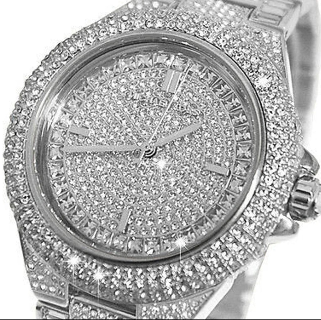 New MICHAEL KORS MK5869 Camille Silver Strap & Dial Crystal Womens Watch 43mm