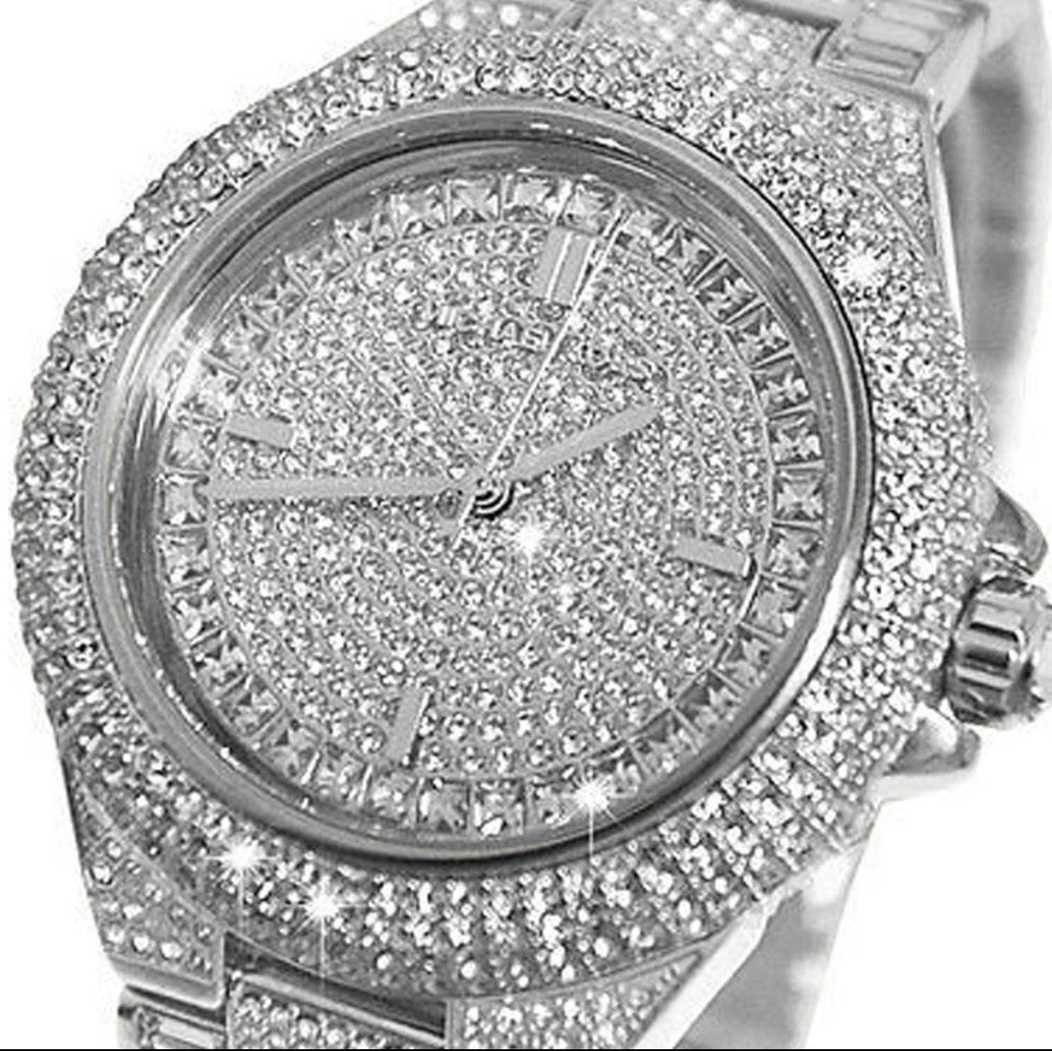 New MICHAEL KORS MK5869 Camille Silver Strap & Dial Crystal Womens Watch 43mm