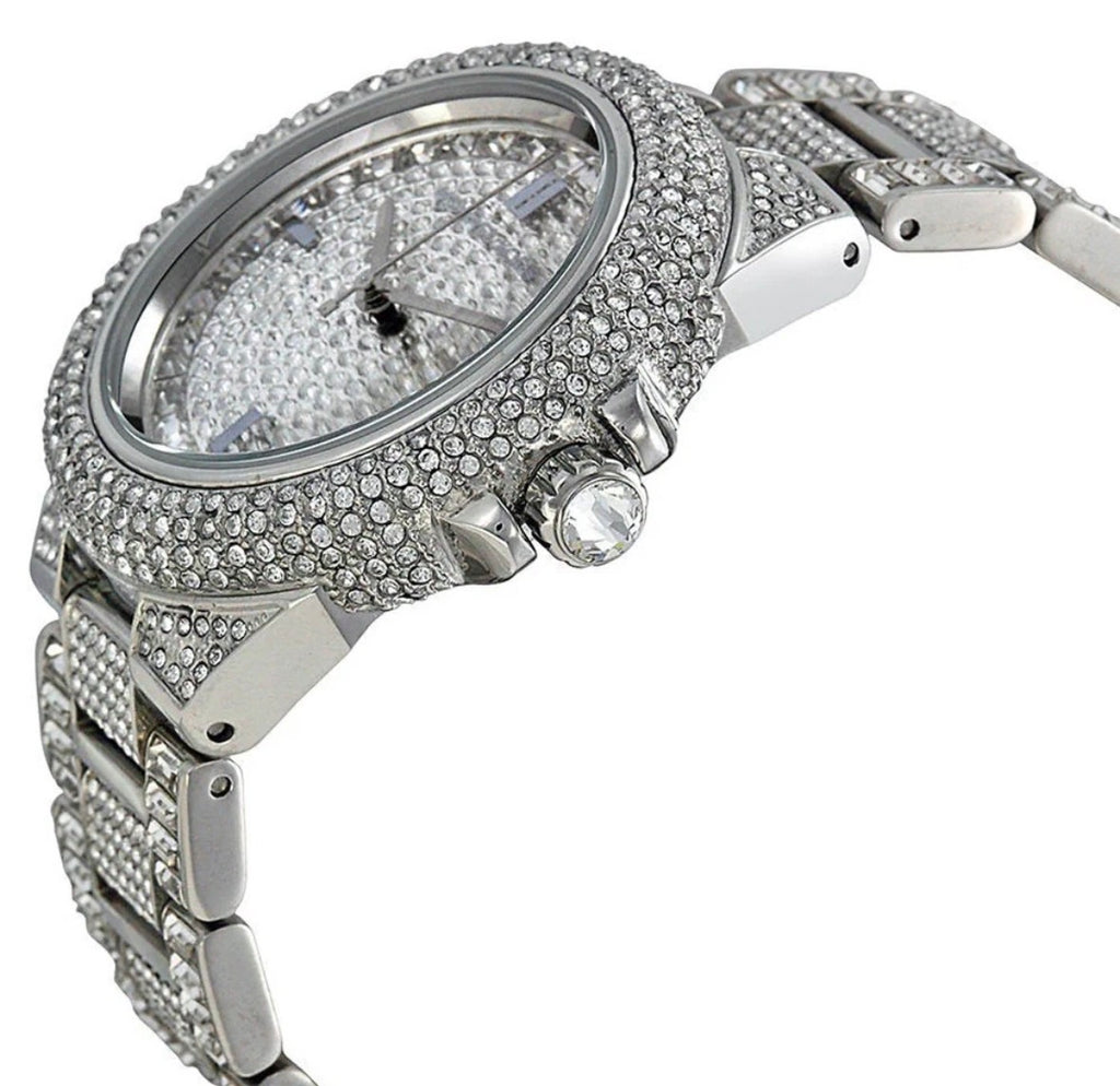 New MICHAEL KORS MK5869 Camille Silver Strap & Dial Crystal Womens Watch 43mm