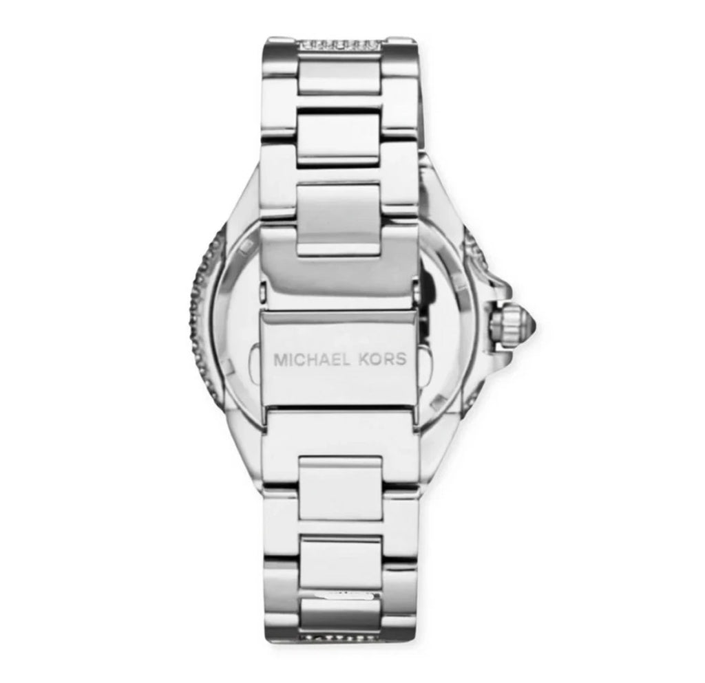 New MICHAEL KORS MK5869 Camille Silver Strap & Dial Crystal Womens Watch 43mm