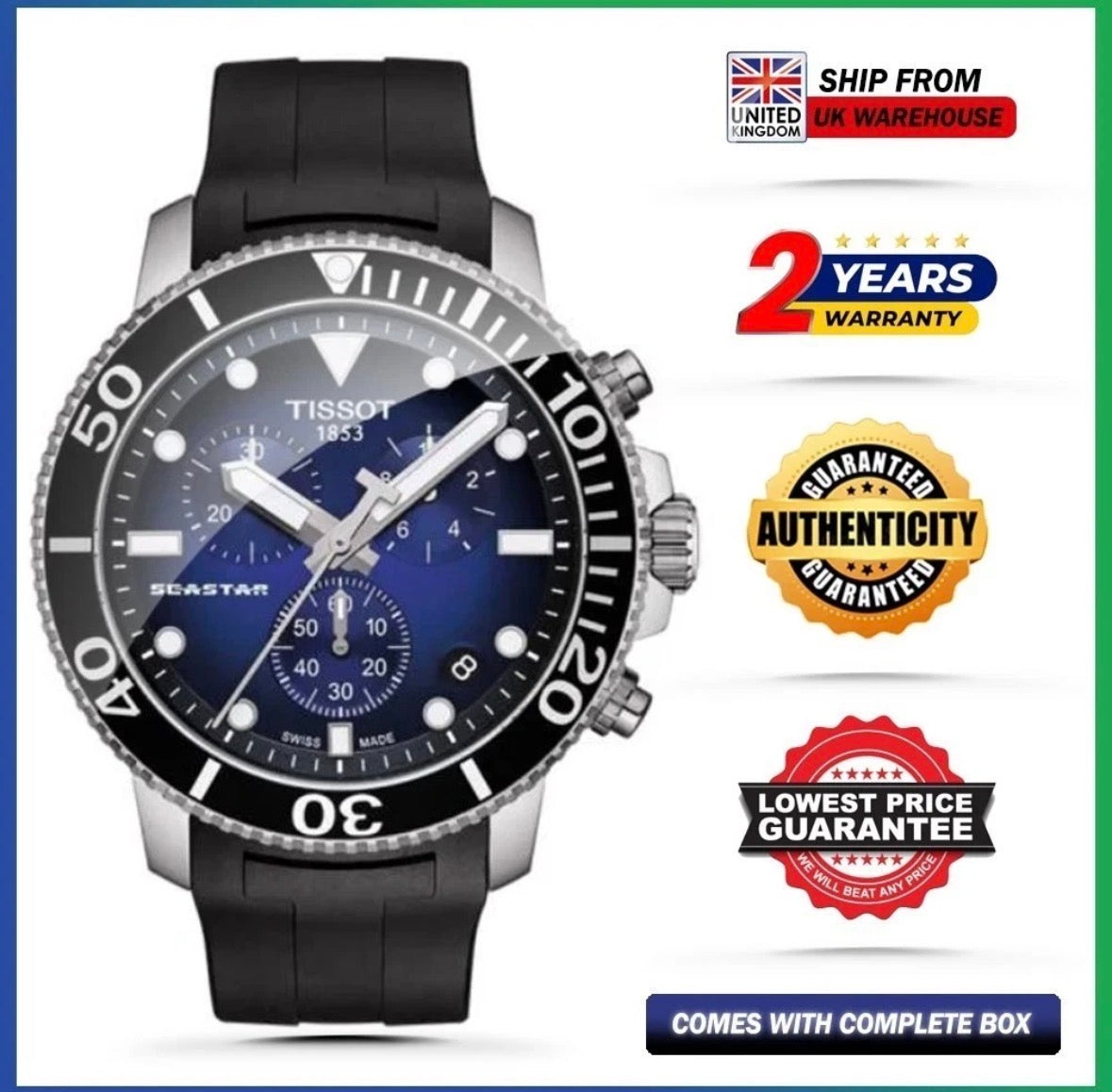 TISSOT T-Sport Seastar 1000 T120.417.17.041.00 Chronograph Blue Dial Mens Watch