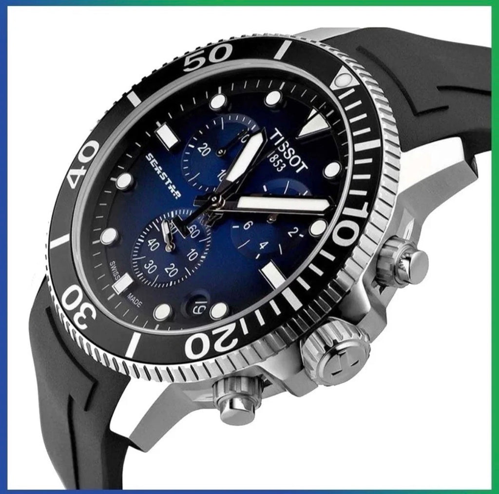 TISSOT T-Sport Seastar 1000 T120.417.17.041.00 Chronograph Blue Dial Mens Watch