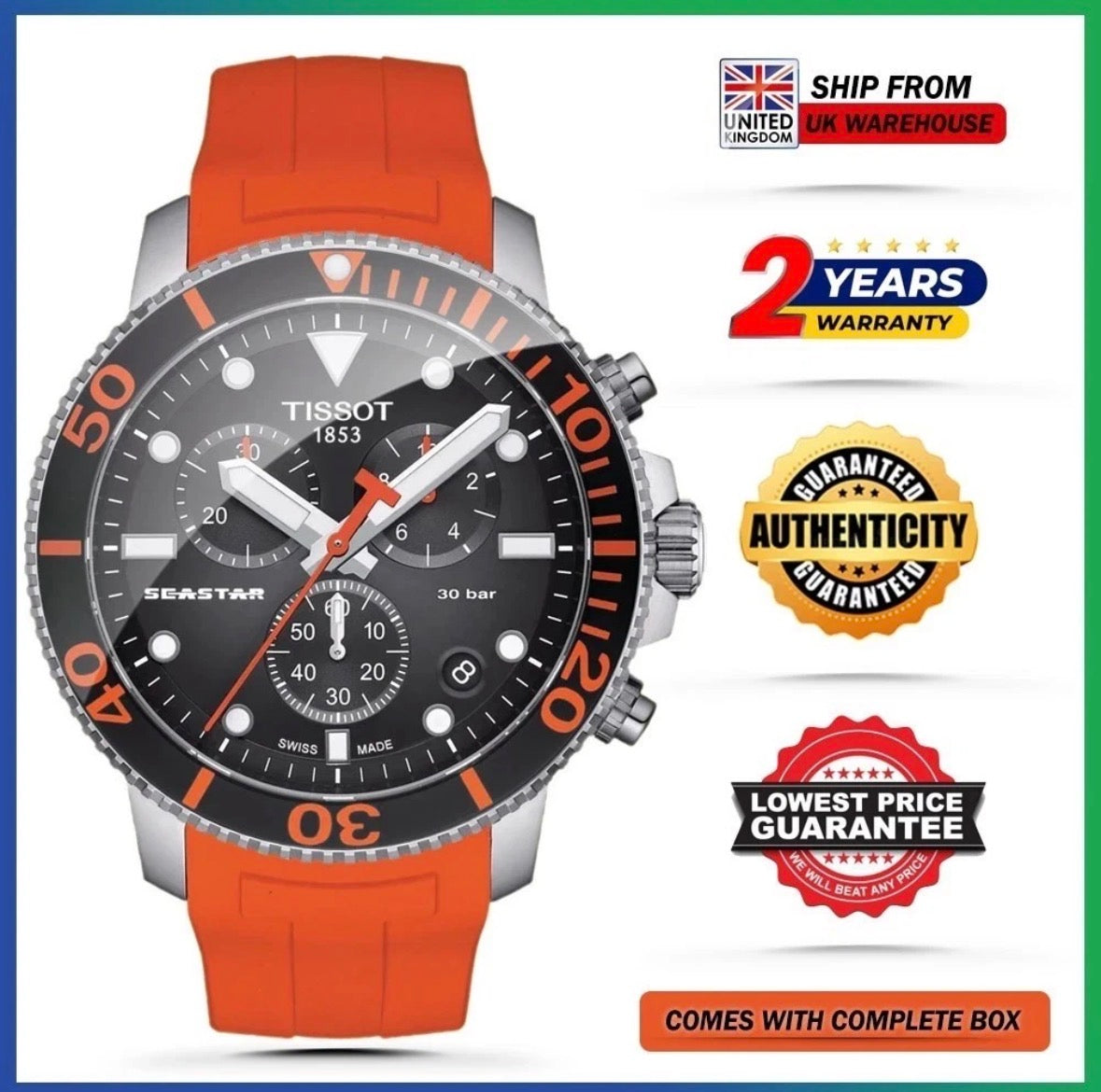 TISSOT T-Sport T120.417.17.051.01 SEASTAR 1000 Chronograph 45.5mm Mens Watch UK