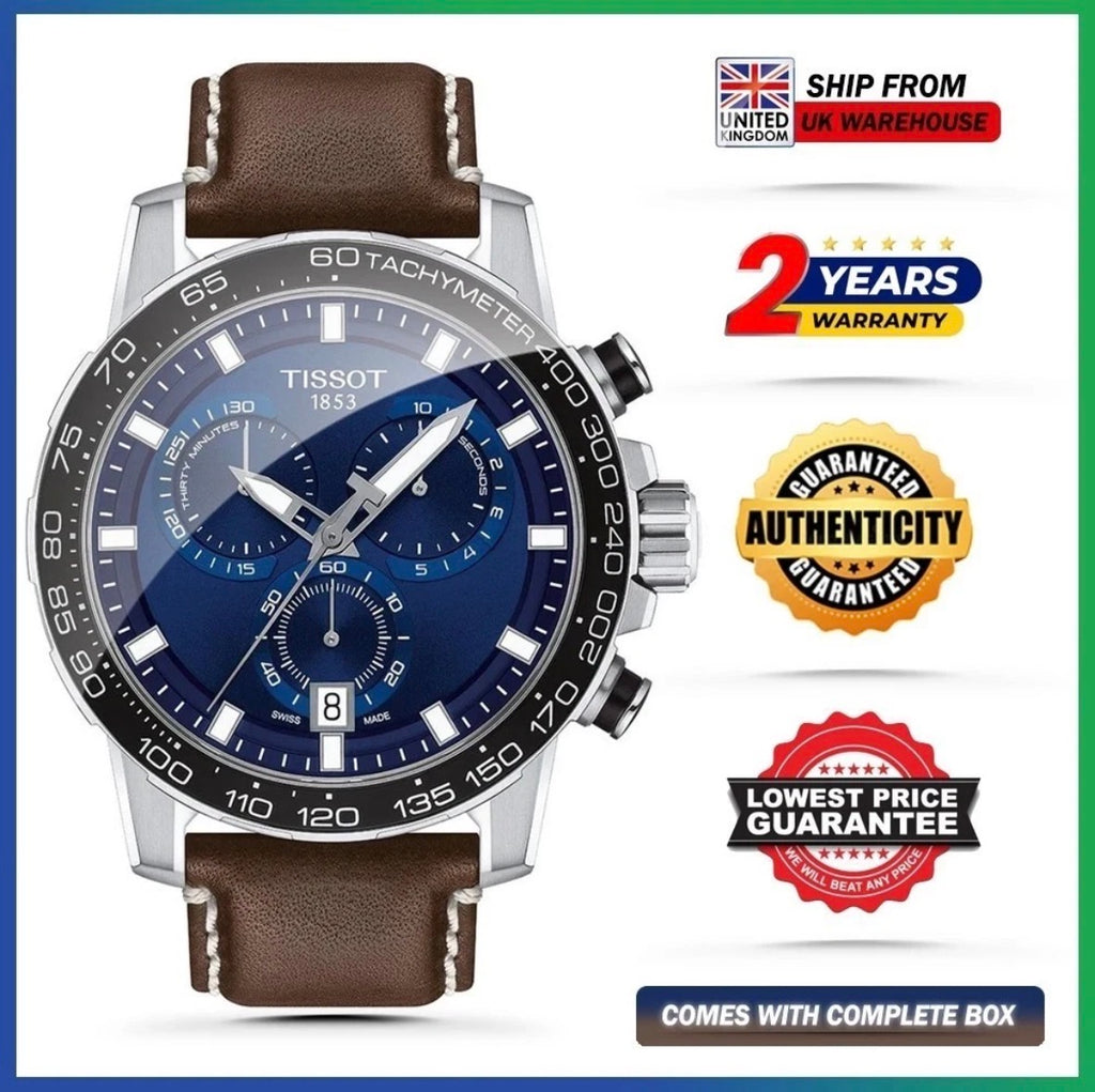 TISSOT Supersport T125.617.16.041.00 Chrono Blue Dial Leather Strap Mens Watch
