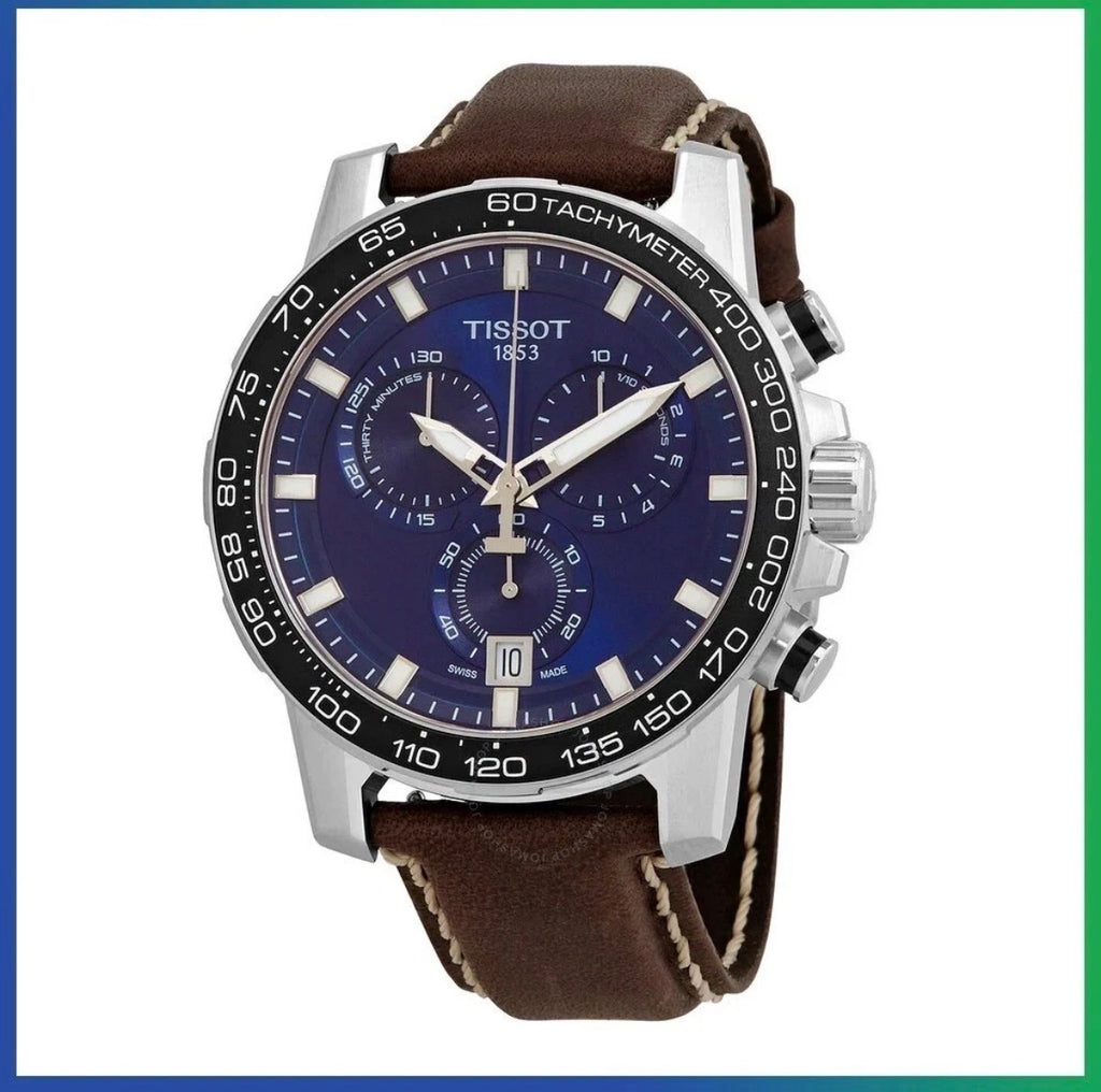 TISSOT Supersport T125.617.16.041.00 Chrono Blue Dial Leather Strap Mens Watch