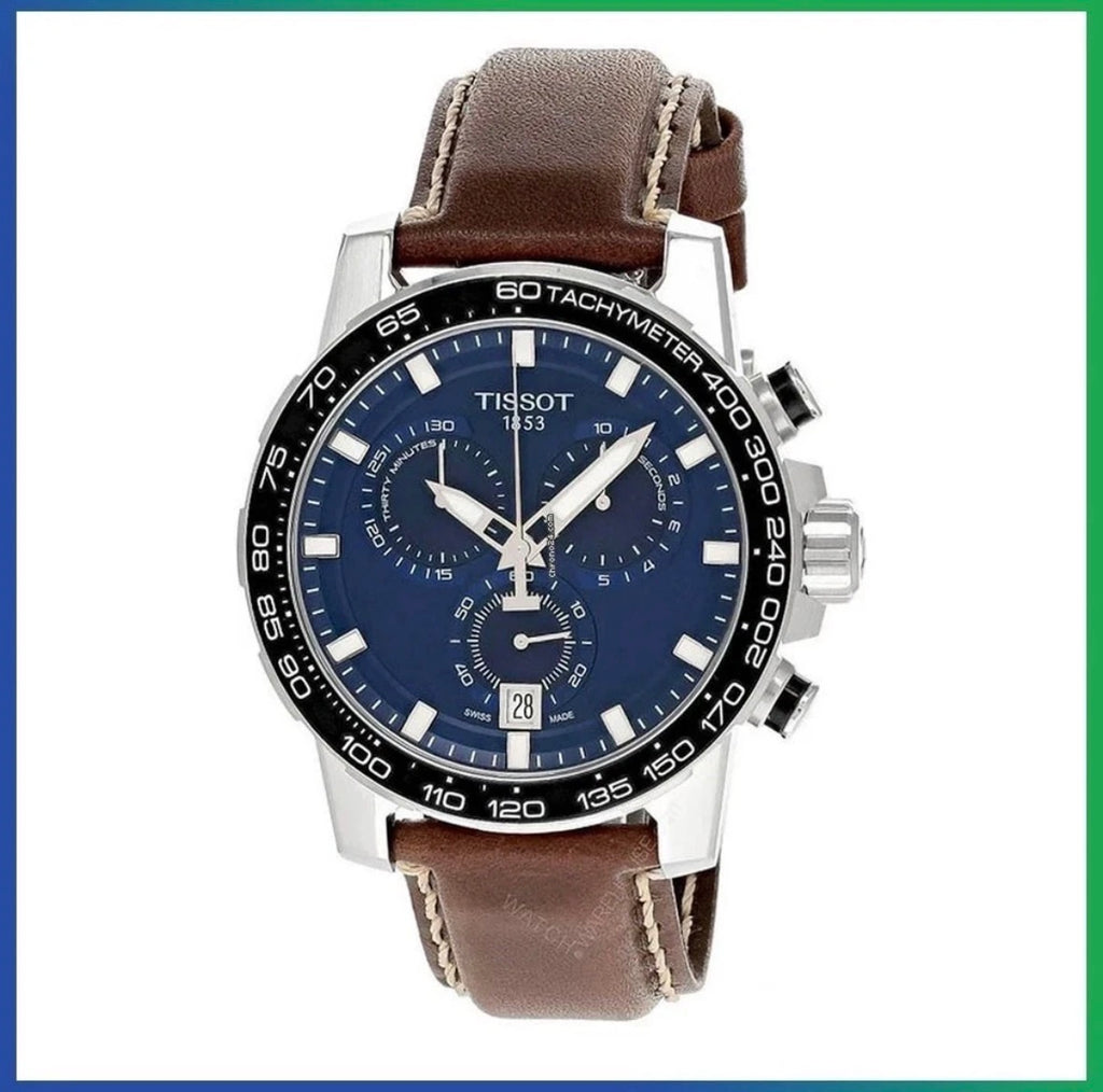 TISSOT Supersport T125.617.16.041.00 Chrono Blue Dial Leather Strap Mens Watch