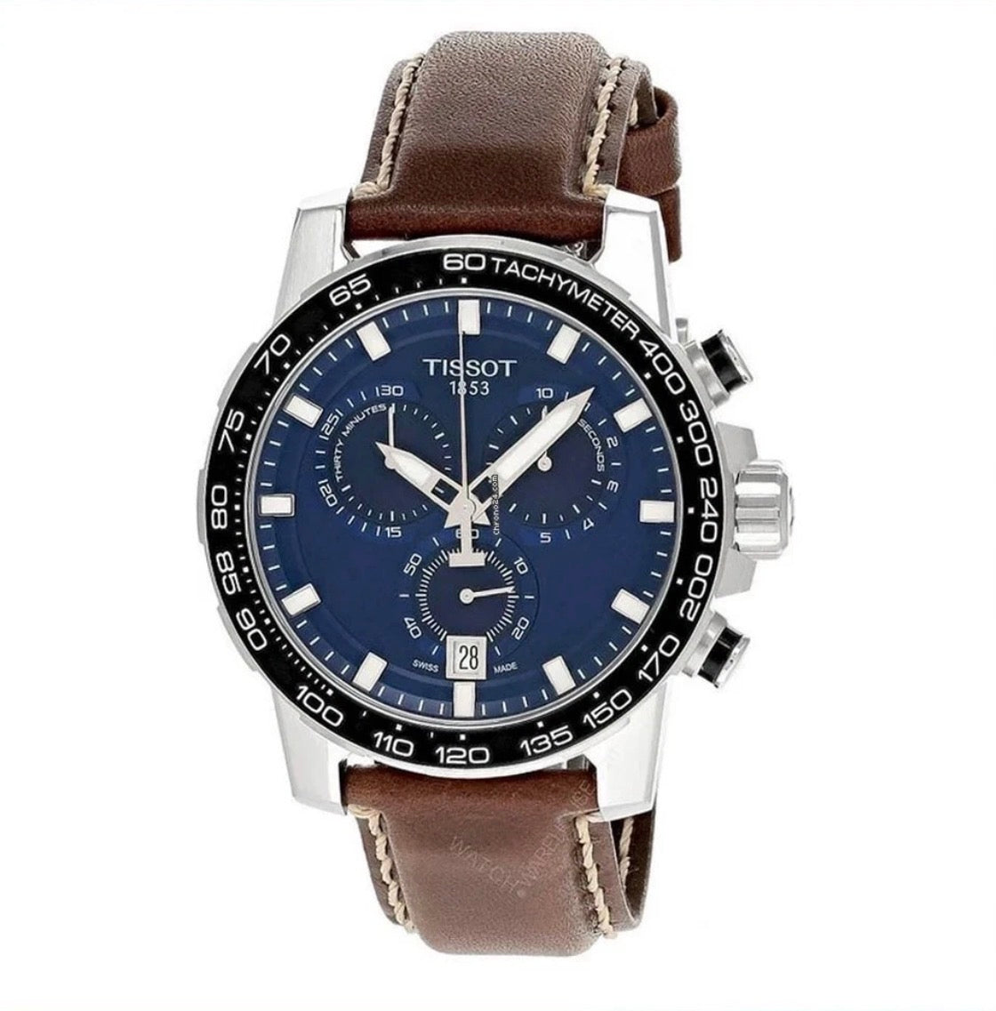 TISSOT Supersport T125.617.16.041.00 Chrono Blue Dial Leather Strap Mens Watch
