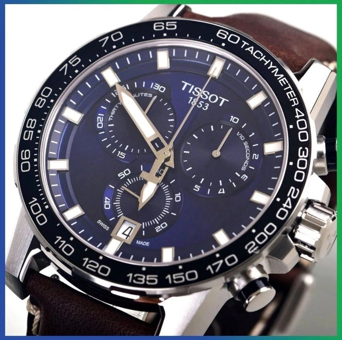 TISSOT Supersport T125.617.16.041.00 Chrono Blue Dial Leather Strap Mens Watch