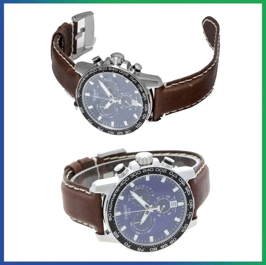 TISSOT Supersport T125.617.16.041.00 Chrono Blue Dial Leather Strap Mens Watch