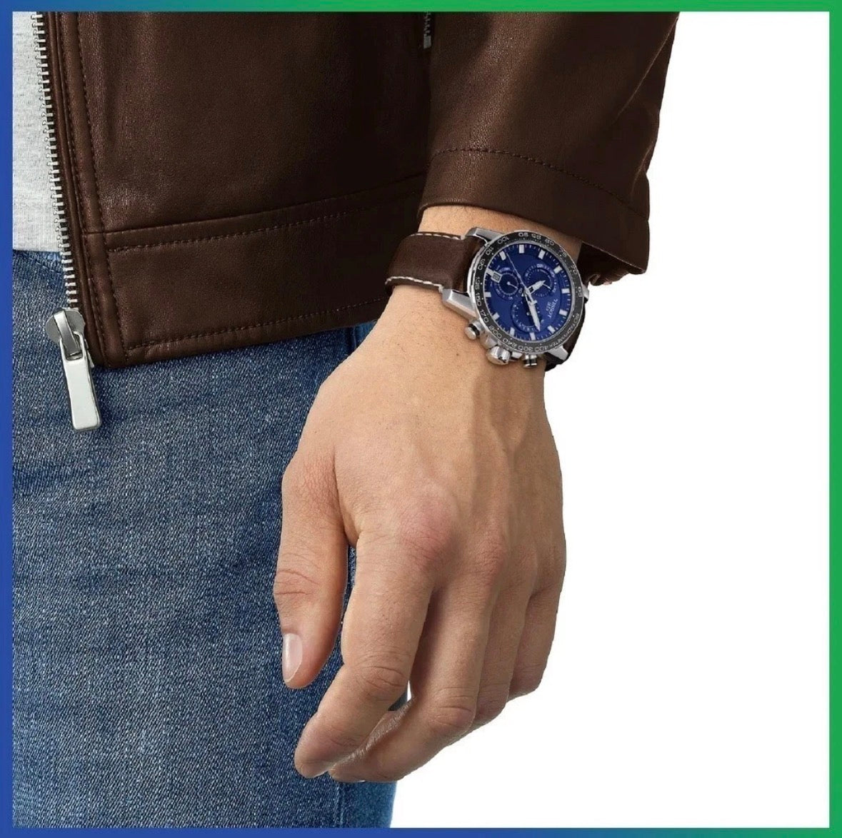 TISSOT Supersport T125.617.16.041.00 Chrono Blue Dial Leather Strap Mens Watch