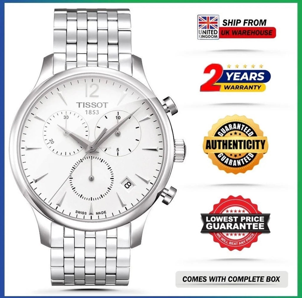 TISSOT T-Classic T063.617.11.037.00 Chronograph Silver Steel Strap Men's Watch