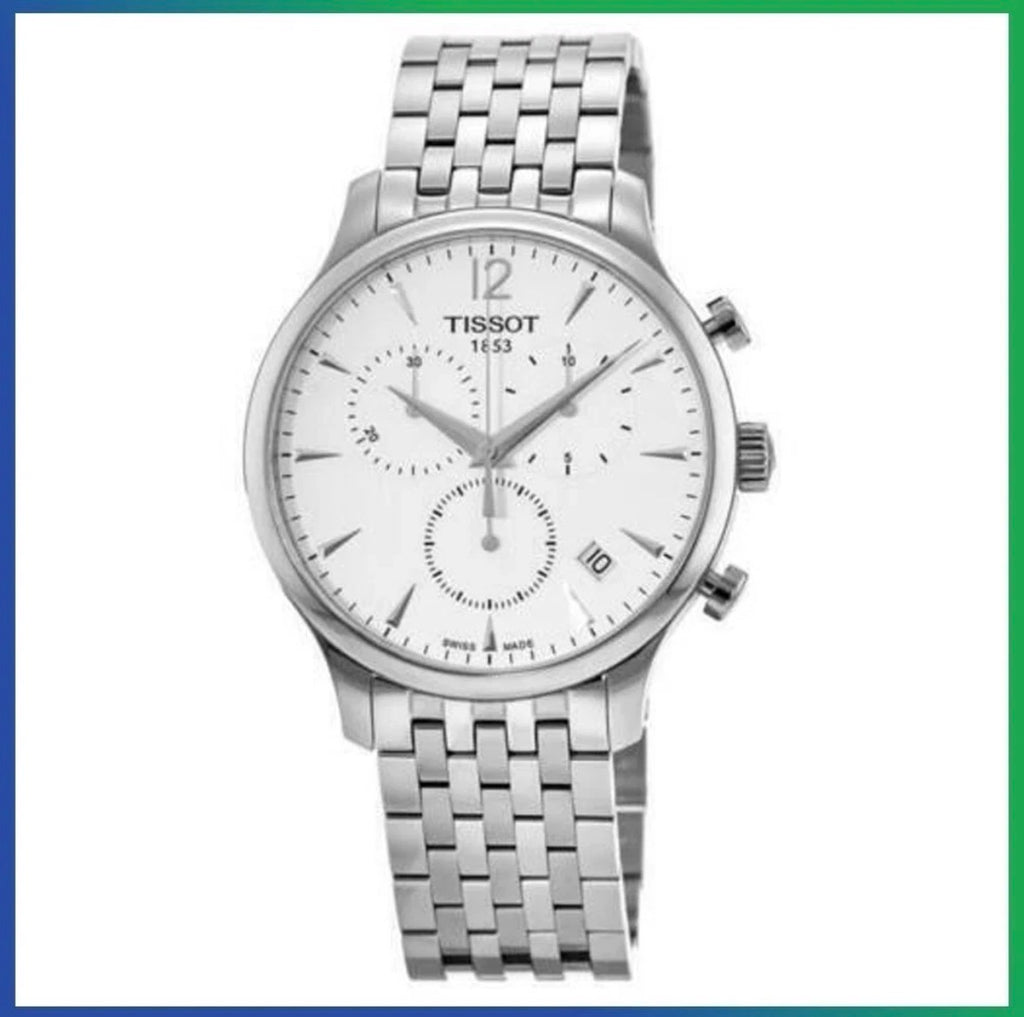 TISSOT T-Classic T063.617.11.037.00 Chronograph Silver Steel Strap Men's Watch