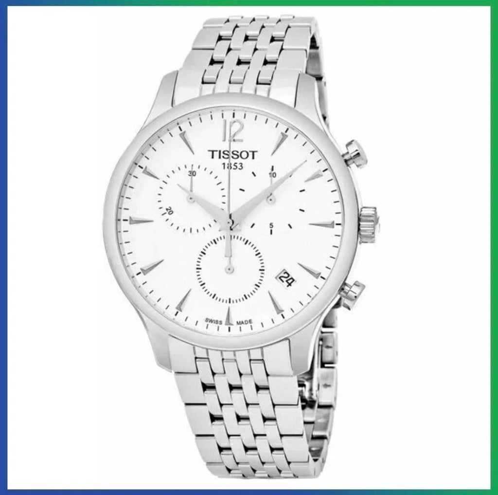 TISSOT T-Classic T063.617.11.037.00 Chronograph Silver Steel Strap Men's Watch