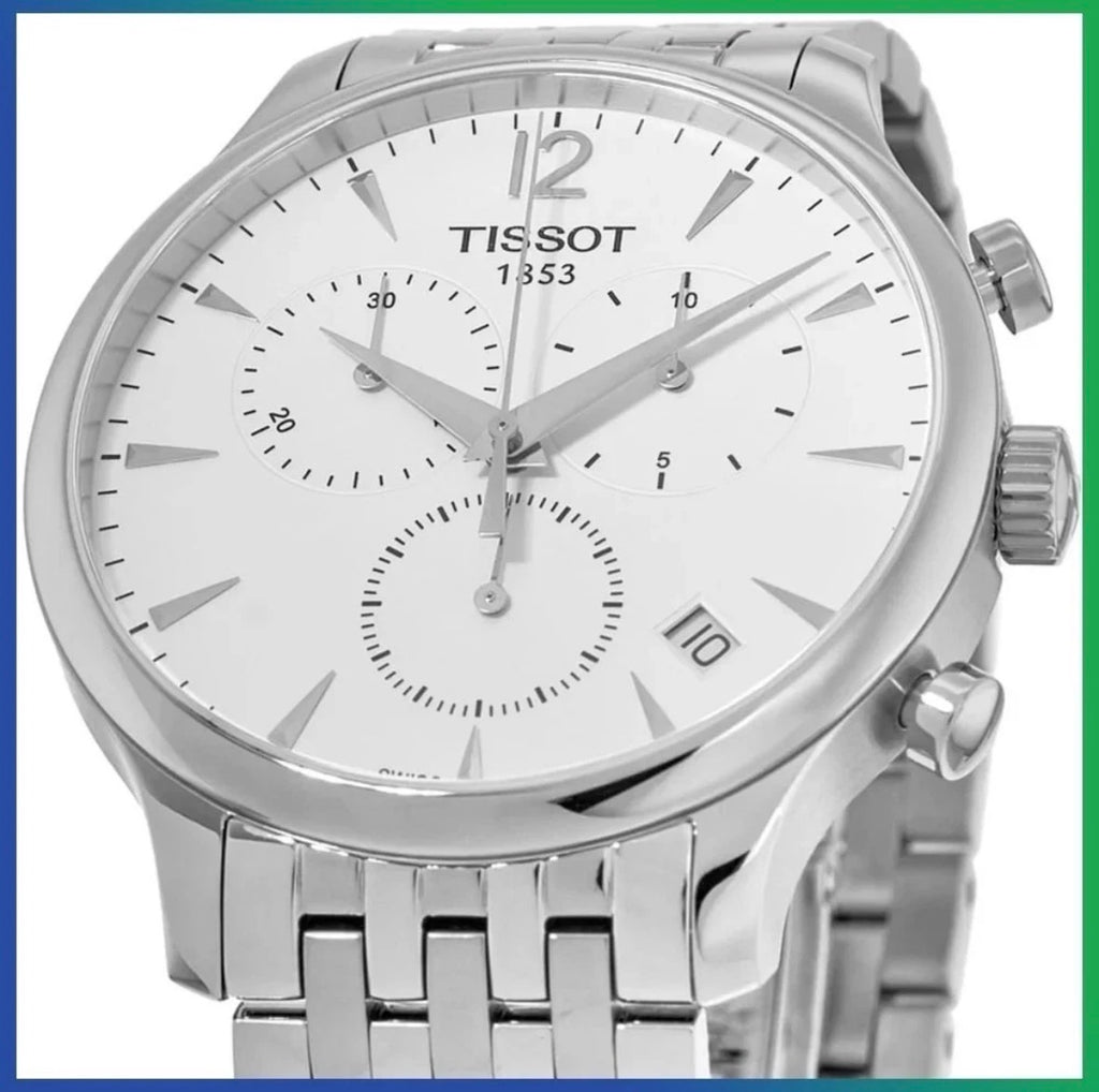 TISSOT T-Classic T063.617.11.037.00 Chronograph Silver Steel Strap Men's Watch