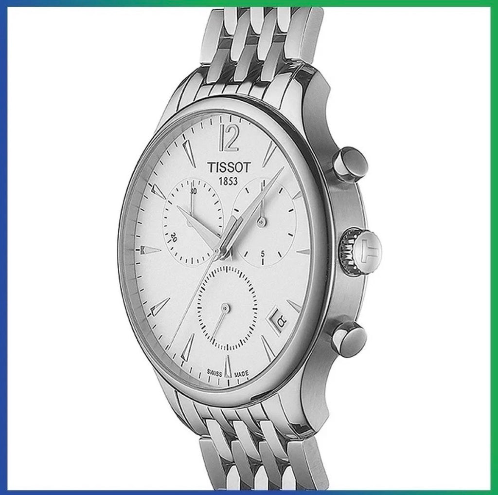 TISSOT T-Classic T063.617.11.037.00 Chronograph Silver Steel Strap Men's Watch
