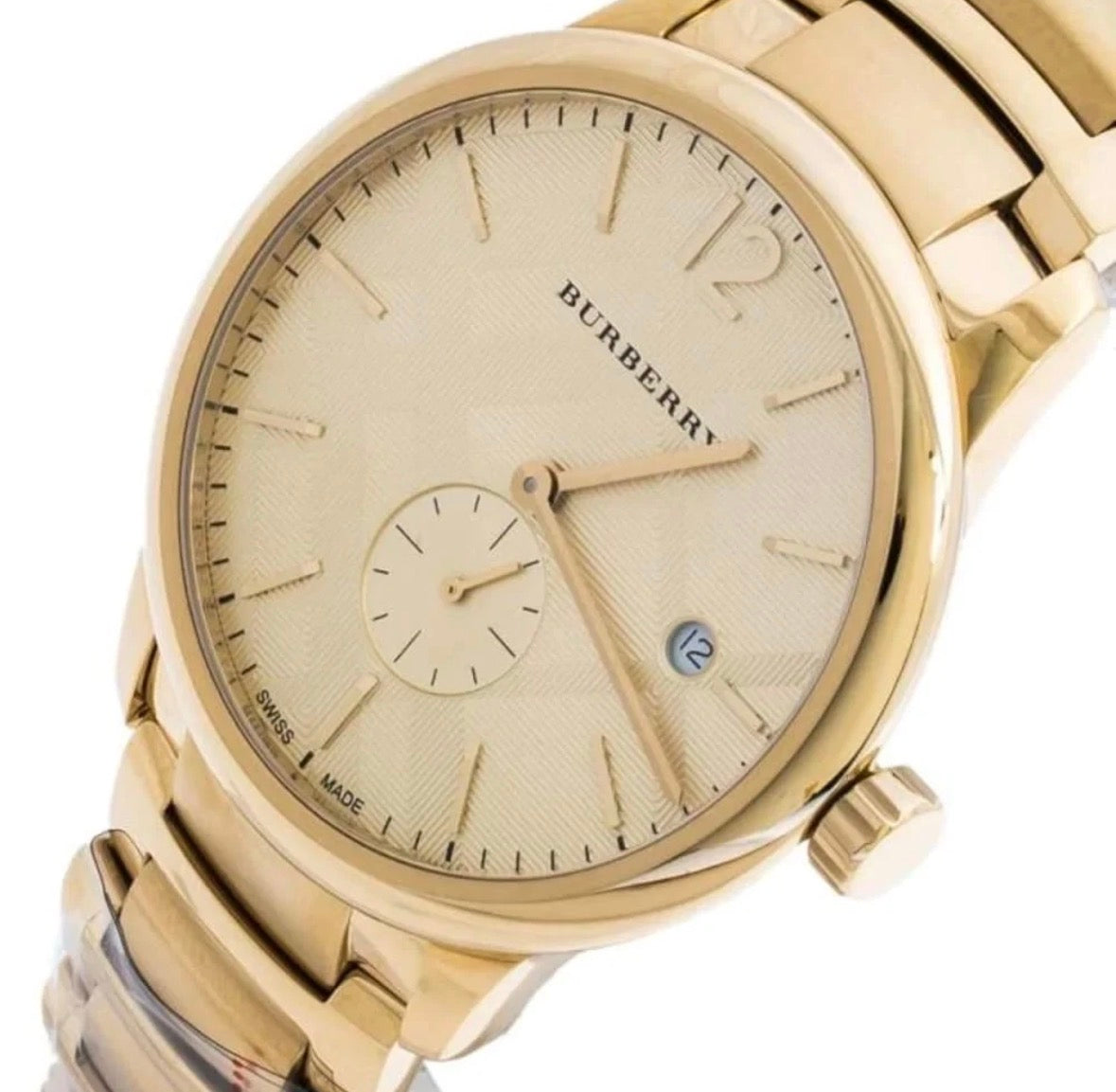 New BURBERRY The Classic BU10006 Yellow Gold Steel Strap Chrono Mens Watch 40mm