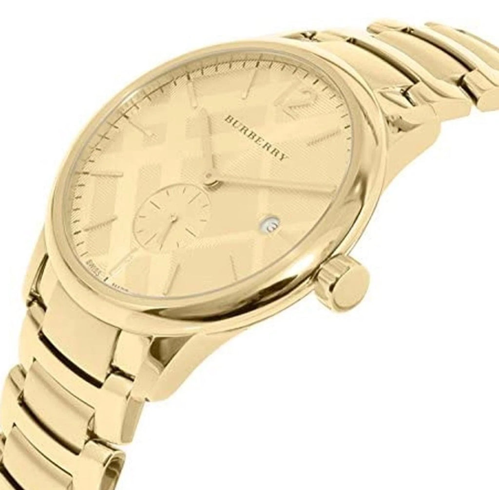 New BURBERRY The Classic BU10006 Yellow Gold Steel Strap Chrono Mens Watch 40mm