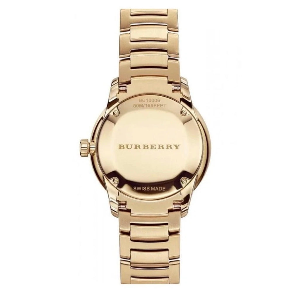New BURBERRY The Classic BU10006 Yellow Gold Steel Strap Chrono Mens Watch 40mm