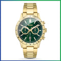 New HUGO BOSS HB1513923 Allure Gold Strap Green Dial Chronograph Mens Watch 44mm