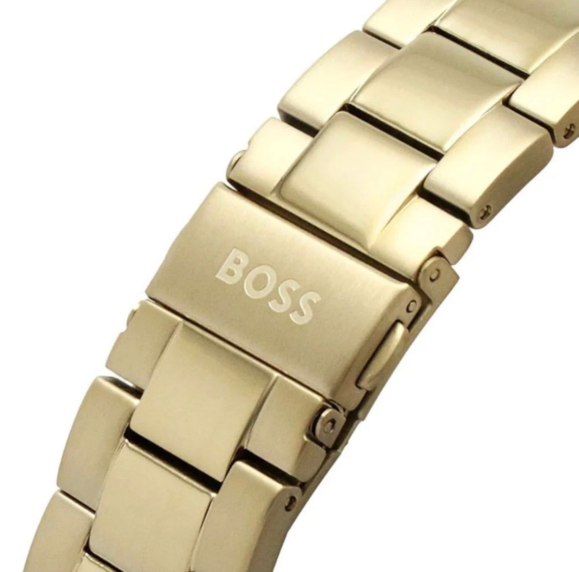 New HUGO BOSS HB1513340 Ikon Gold Strap Blue Dial Chronograph Mens Watch 44mm