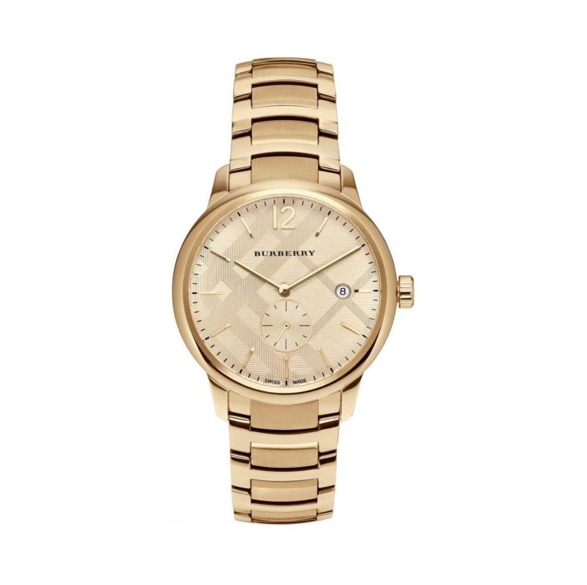 New BURBERRY The Classic BU10006 Yellow Gold Steel Strap Chrono Mens Watch 40mm