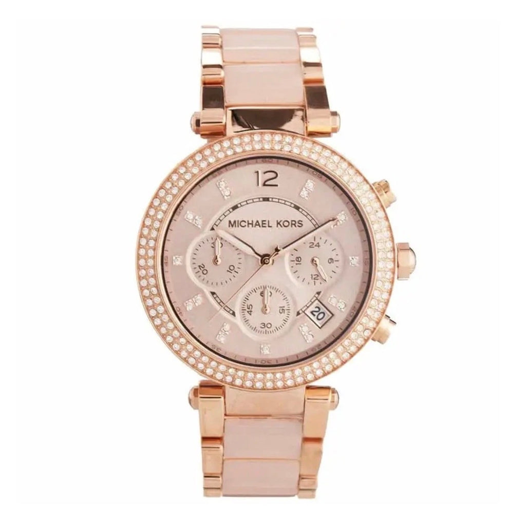 MICHAEL KORS MK5896 Parker Rose Gold Stainless Chrono Ladies Womens Watch 39mm