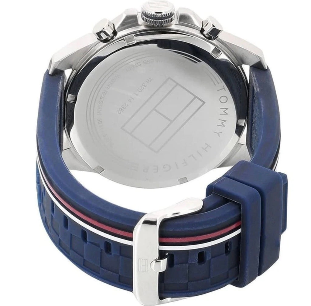 TOMMY HILFIGER TH1791476 BLUE DIAL & RUBBER STRAP MENS WATCH 46MM