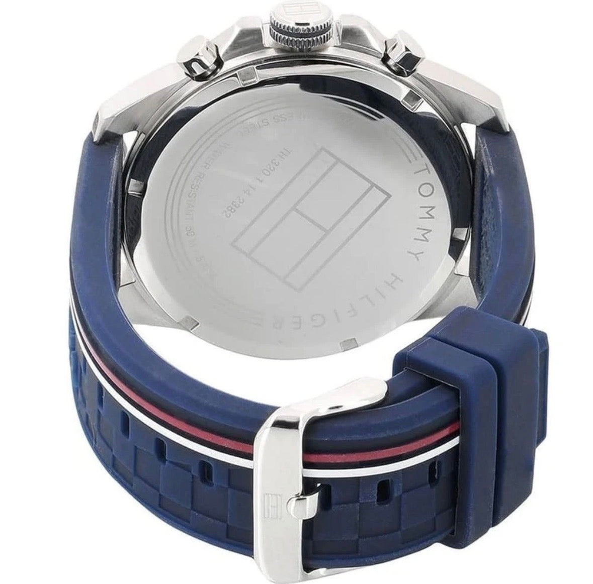 TOMMY HILFIGER TH1791476 BLUE DIAL & RUBBER STRAP MENS WATCH 46MM