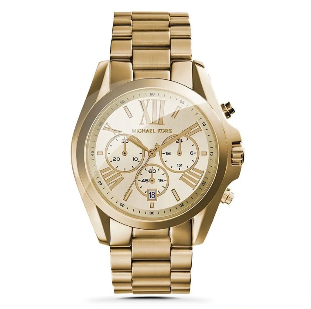 MICHAEL KORS MK5605 Bradshaw Gold Strap Dial Chronograph Womens Watch 43mm
