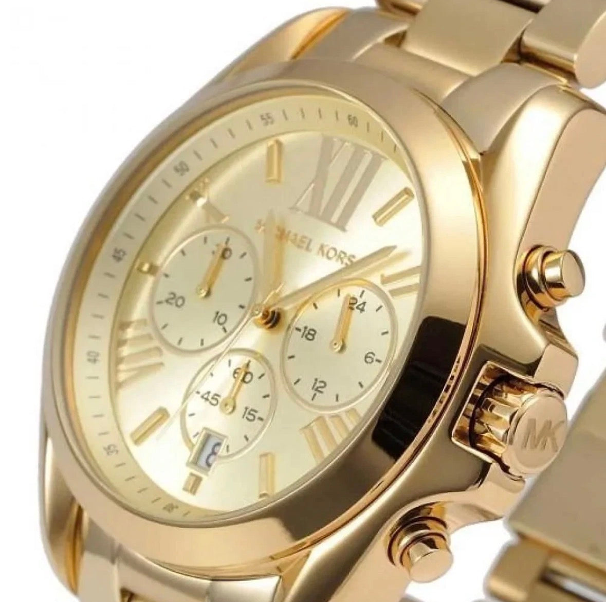 MICHAEL KORS MK5605 Bradshaw Gold Strap Dial Chronograph Womens Watch 43mm