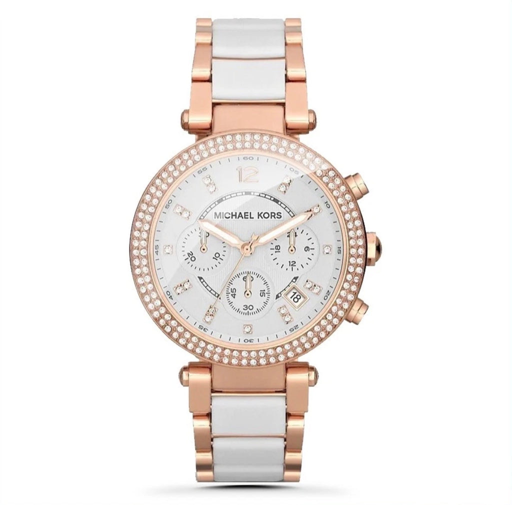 MICHAEL KORS MK5774 Parker Chronograph Rose Gold TwoTone Strap Womens Watch 39mm