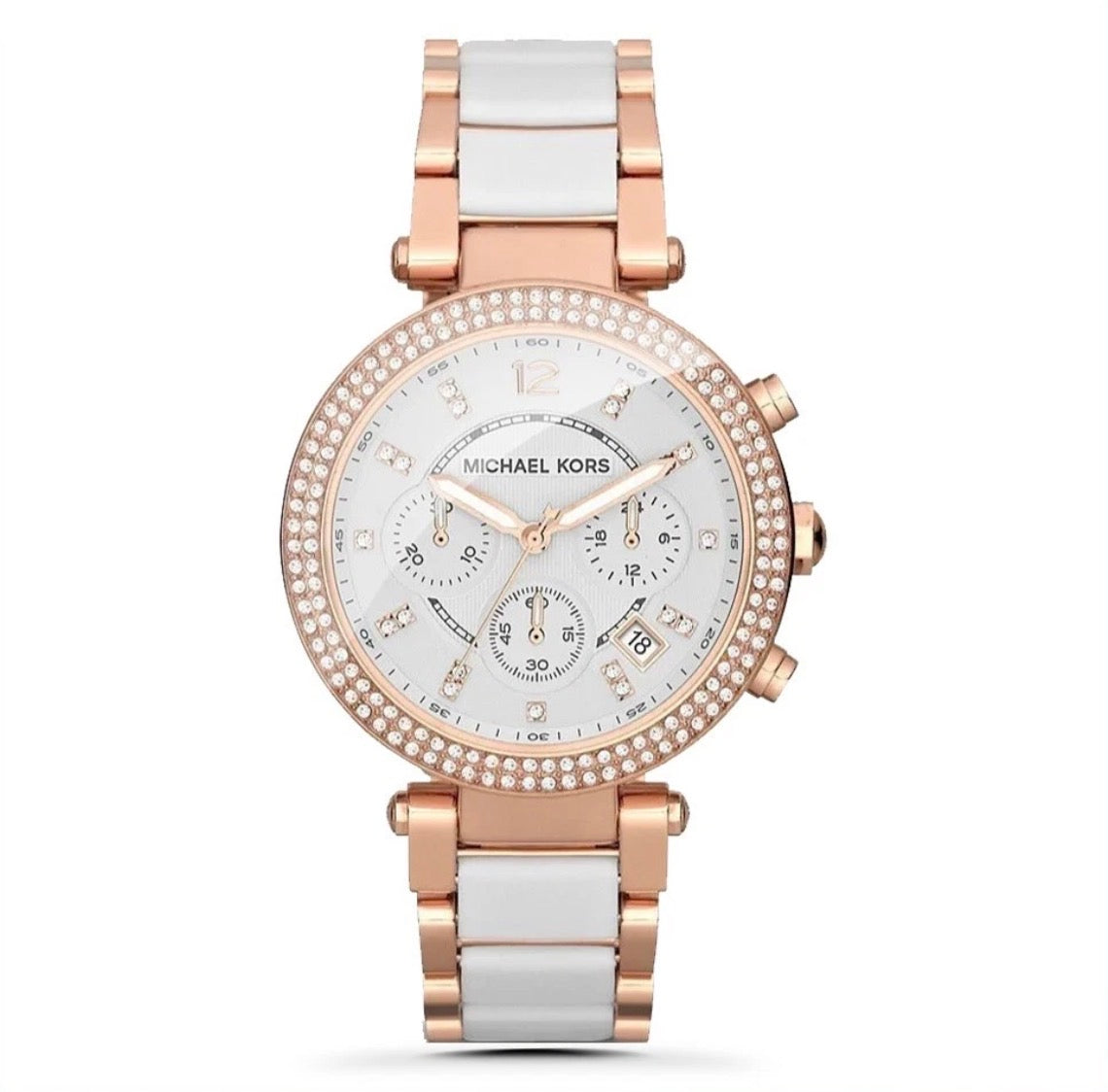 MICHAEL KORS MK5774 Parker Chronograph Rose Gold TwoTone Strap Womens Watch 39mm