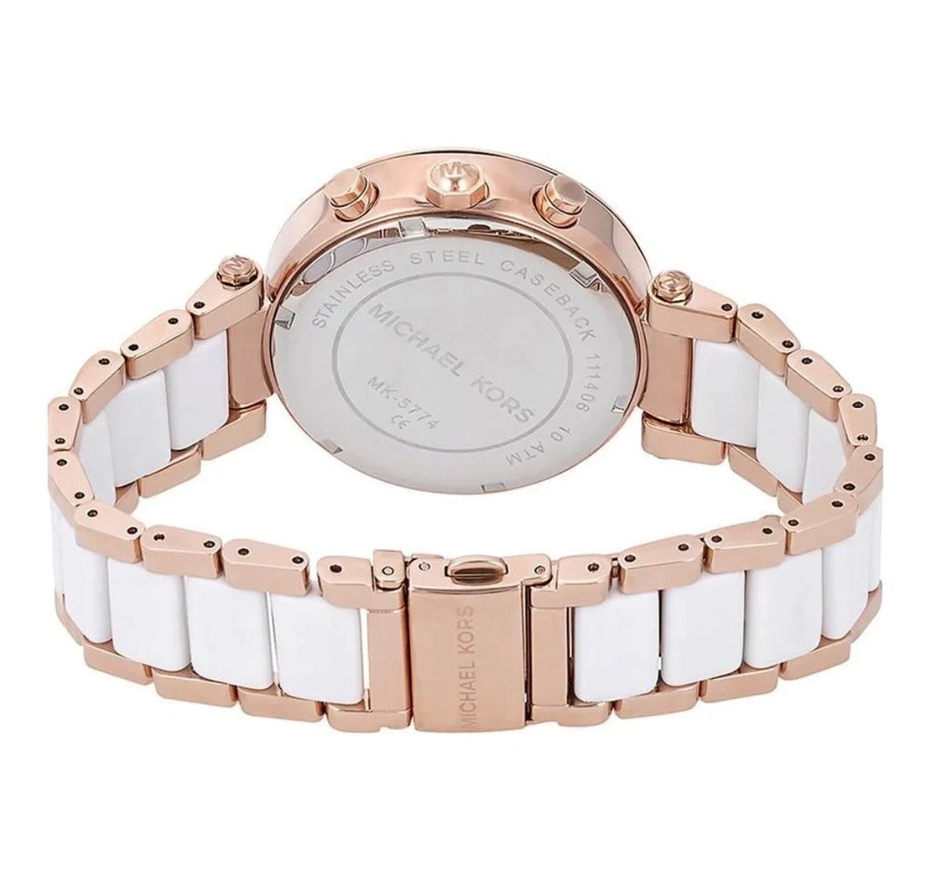MICHAEL KORS MK5774 Parker Chronograph Rose Gold TwoTone Strap Womens Watch 39mm