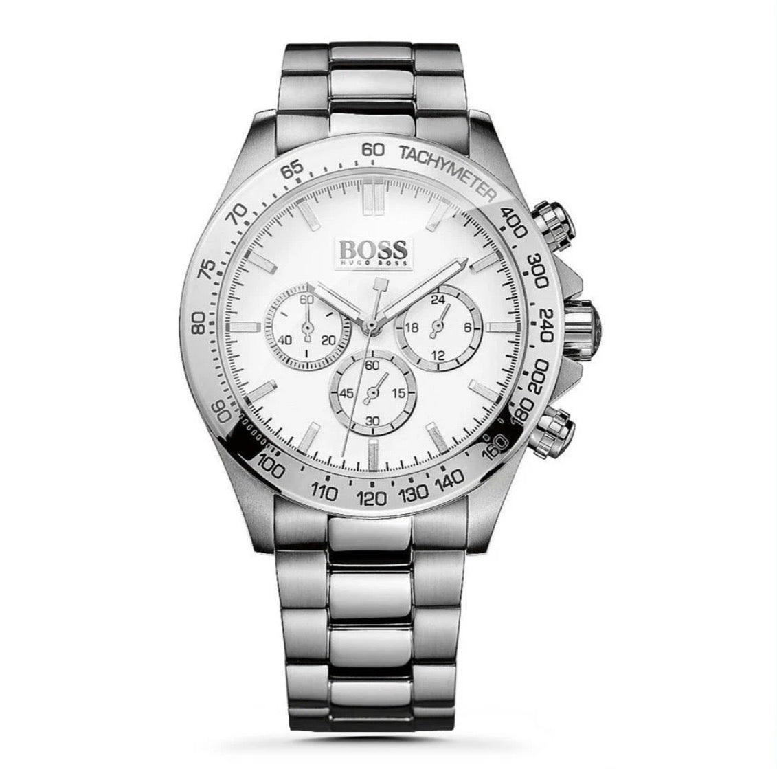 HUGO BOSS HB1512962 Ikon Chronograph Silver Strap Mens Watch 44mm