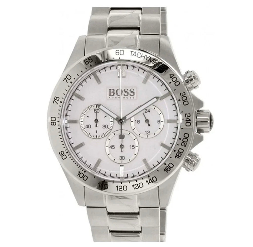 HUGO BOSS HB1512962 Ikon Chronograph Silver Strap Mens Watch 44mm