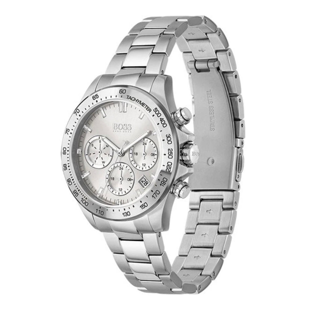 HUGO BOSS HB1512962 Ikon Chronograph Silver Strap Mens Watch 44mm