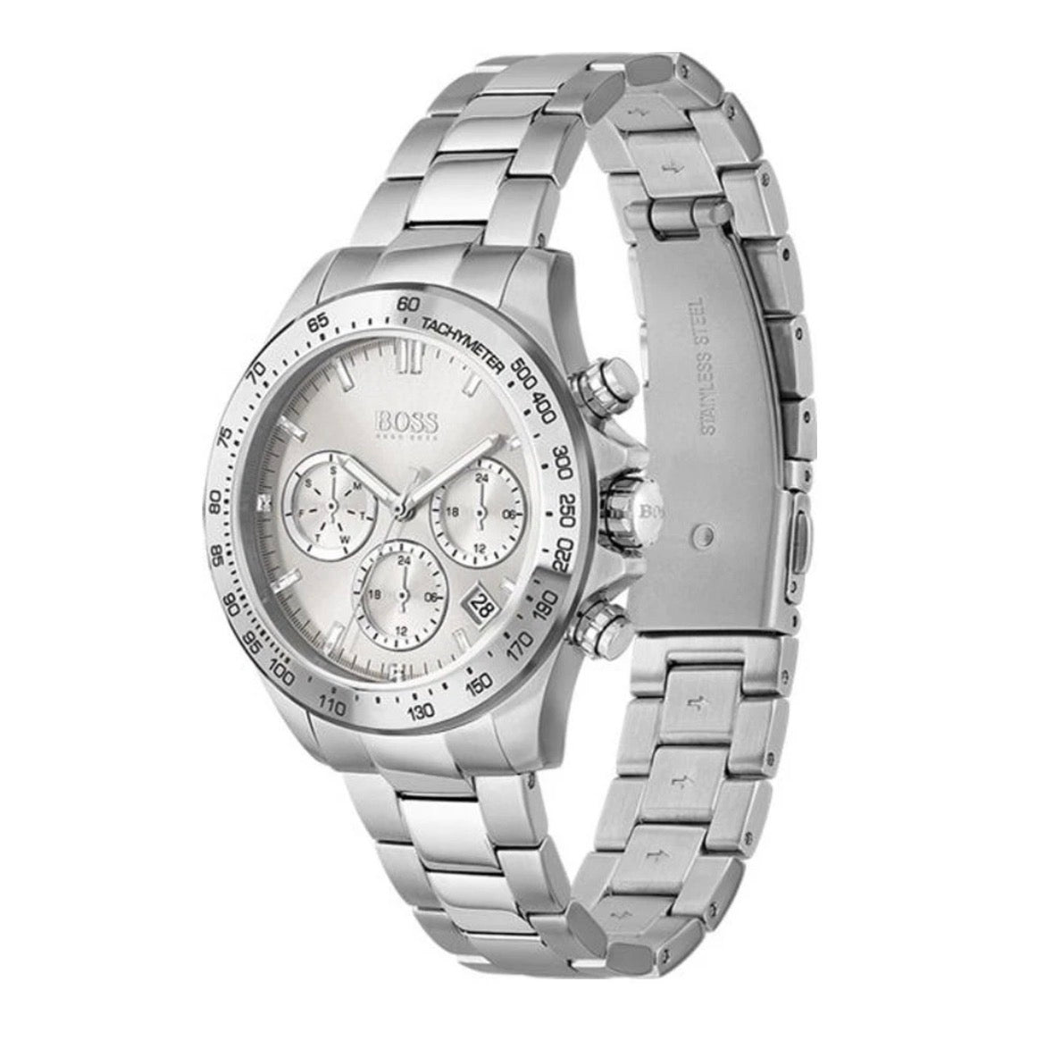 HUGO BOSS HB1512962 Ikon Chronograph Silver Strap Mens Watch 44mm
