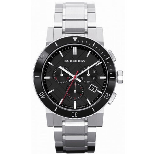 BURBERRY The City BU9380 Chronograph Black Dial Silver Strap Men’s Watch 43mm - TIMEWORTH UKBurberry