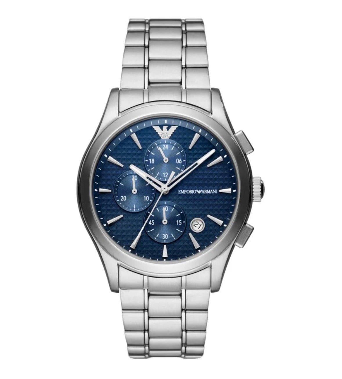 Emporio Armani AR1158 Men’s Chronograph Watch – Blue Dial & Silver Stainless Steel Bracelet - TIMEWORTH UKTIMEWORTH UK