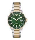Emporio Armani AR80063 Men’s Green Dial Two-Tone Stainless Steel Watch - TIMEWORTH UKTIMEWORTH UK